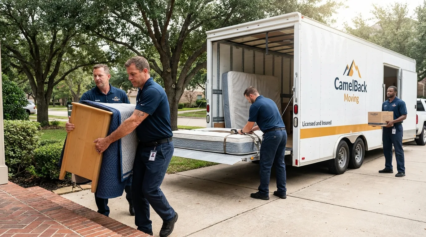 Crew loading residential truck for cross-state move from Woodville, MS