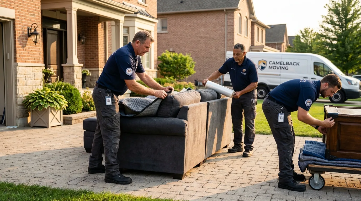 Large estate moving crew wrapping furniture in Woodville, MS